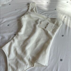Show Me Your MuMu White One-Shoulder Bodysuit